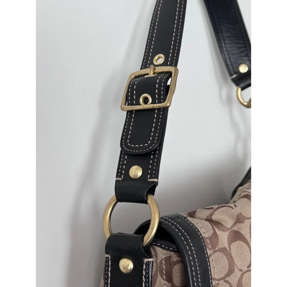 Vintage Coach Legacy/Ali Signature Flap Jacquard/Leather Shoulder Bag GUC